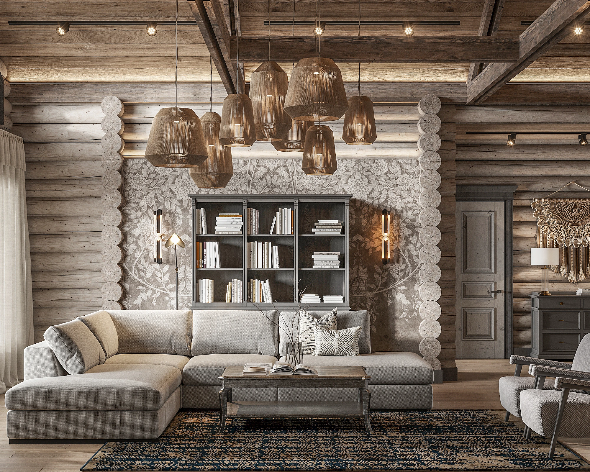 Гостиная — Дом из бревна и бруса 129,15 м²