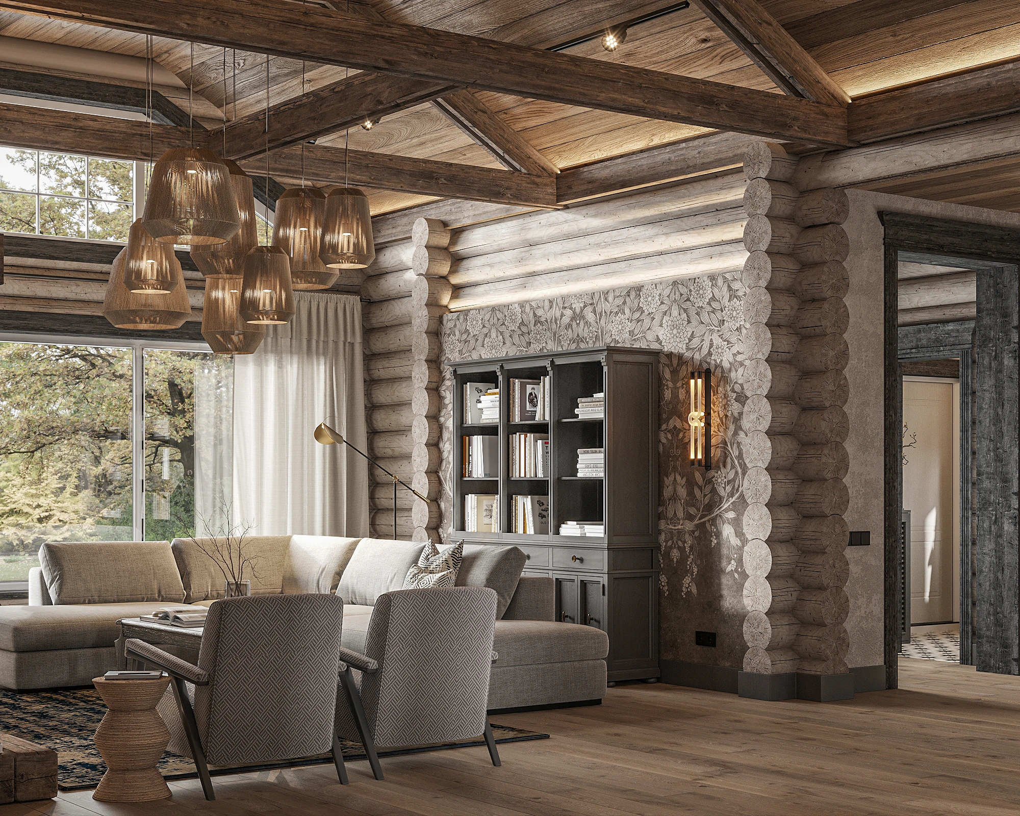Гостиная — Дом из бревна и бруса 129,15 м²