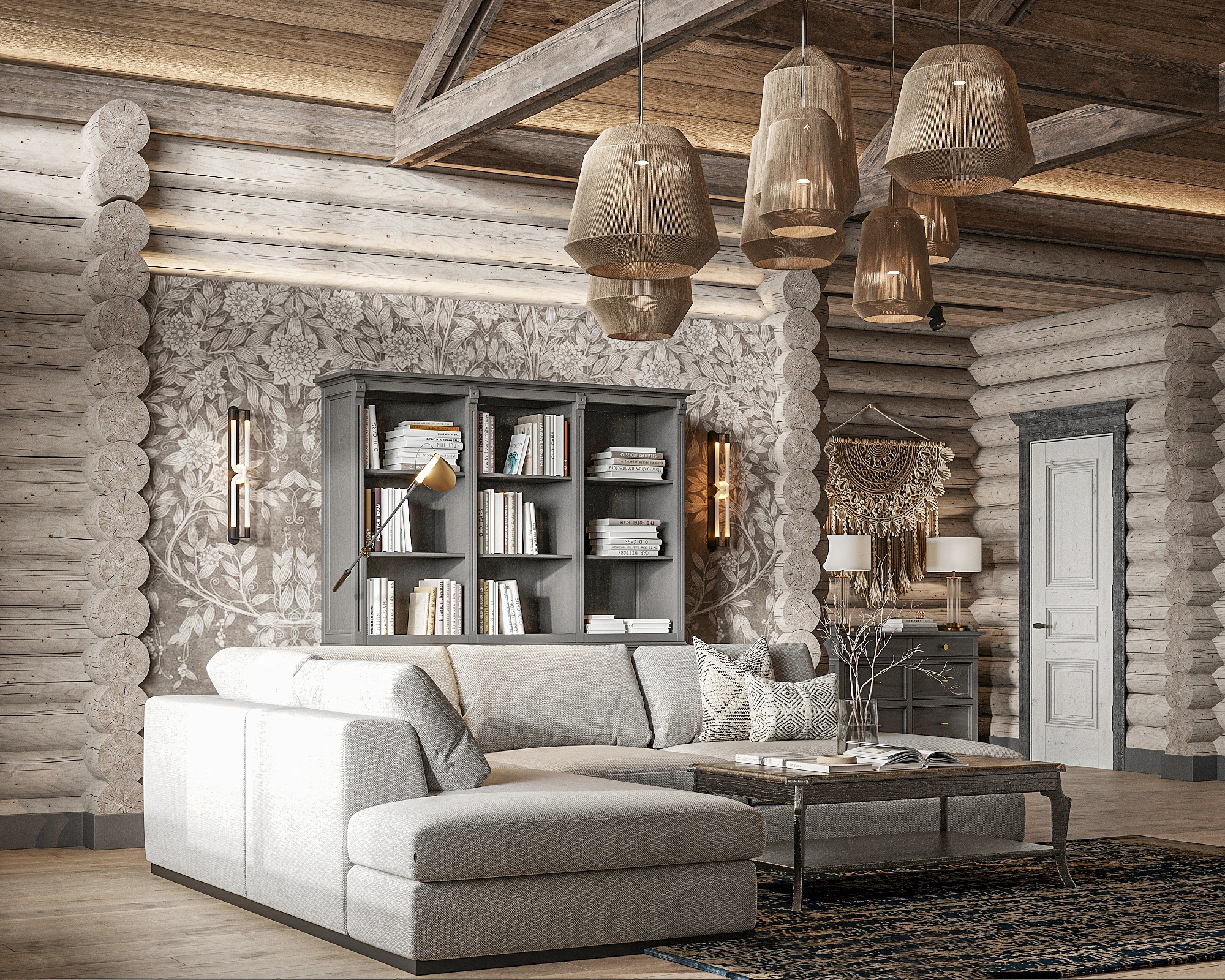 Гостиная — Дом из бревна и бруса 129,15 м²